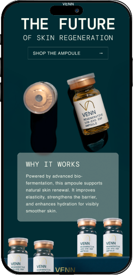Retention Side email design for Venn Skin