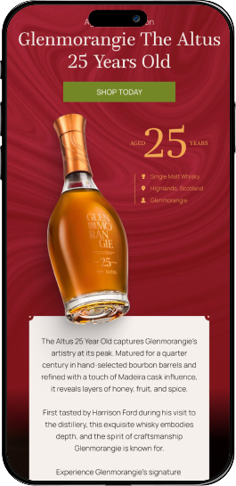 Retention Side email design for Hedonism Wines