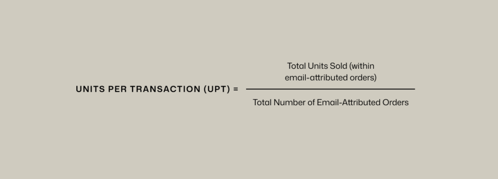 Email Marketing Metric - Units per Transaction or how many units on average each transaction has within the specific time period