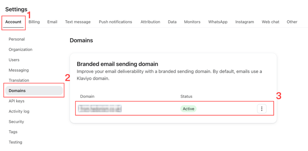 Explanation how to set dedicated sending domain in Klaviyo