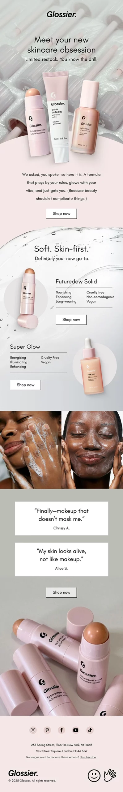 Glossier email template design